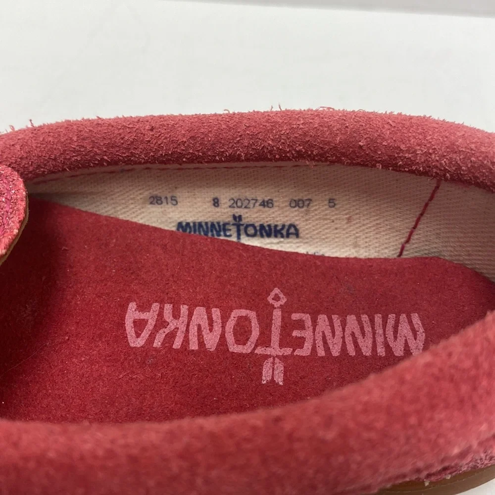 Minnetonka Girls Pink Glitter Moccasins